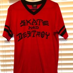 Thrasher Magazine Skate and Destroy V-neck Shirt